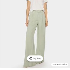 Mother High Waisted Pouty Prep Heel Smoke Pants in sage green